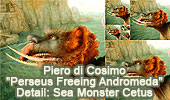 Piero di Cosimo: Perseus Freeing Andromeda, detail: sea monster Celtus and Golden Rectangles