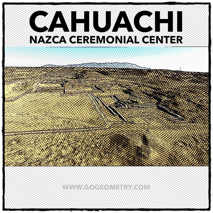 Geometric Art: Etching of Cahuachi, Nazca Ceremonial Center using iPad Apps