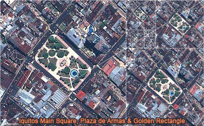 Iquitos Main Square, Plaza de Armas, Peru, Golden Rectangles