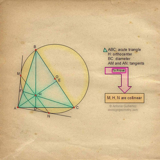 Sketch of problem 21 using mobile apps. Acute Triangle, Orthocenter, Circle, Diameter, Tangent, Collinear Points, Sketch Software