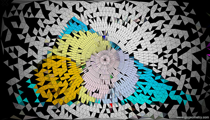 Artwork of Problem 27, Triangle and Circles, Delaunay Triangulation, Circular Random Composition, iPad Apps