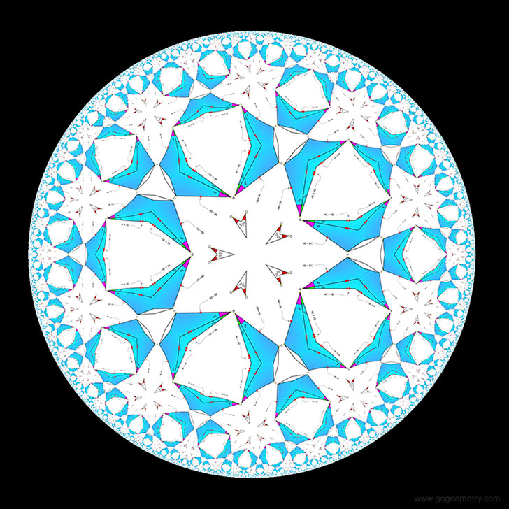 Geometric Art: Hyperbolic Kaleidoscope of problem 48 using Mobile Apps.