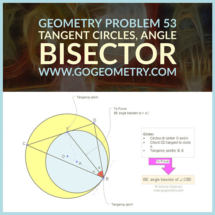 Art and Typography of Geometry Problem 53: Tangent Circles, Angle Bisector, iPad Apps