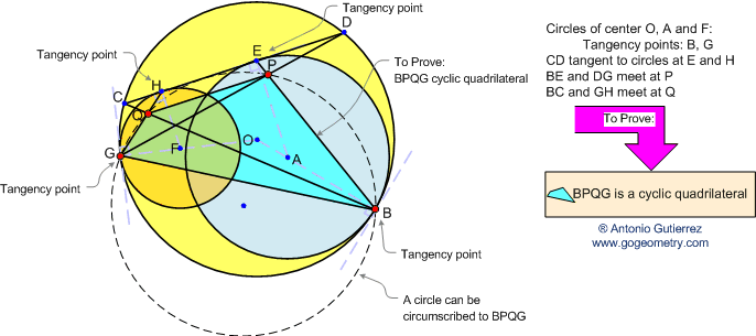 Angles, Tangent Circles, Arc, Midpoint, Cyclic Quadrilateral