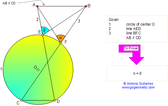 Problem: Angles in a circle, parallel lines, cyclic quadrilateral