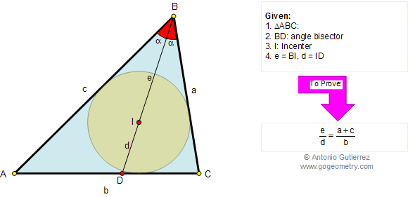 Incentro del triangulo, Bisectriz interior, Proporcion