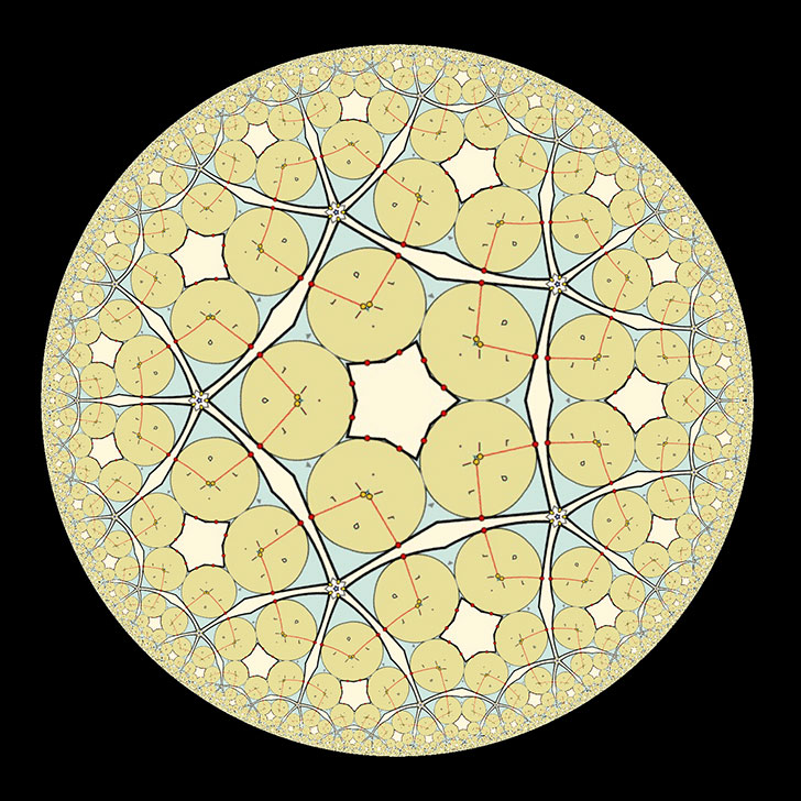 Geometric Art: Hyperbolic Kaleidoscope of problem 155 using iPad Apps