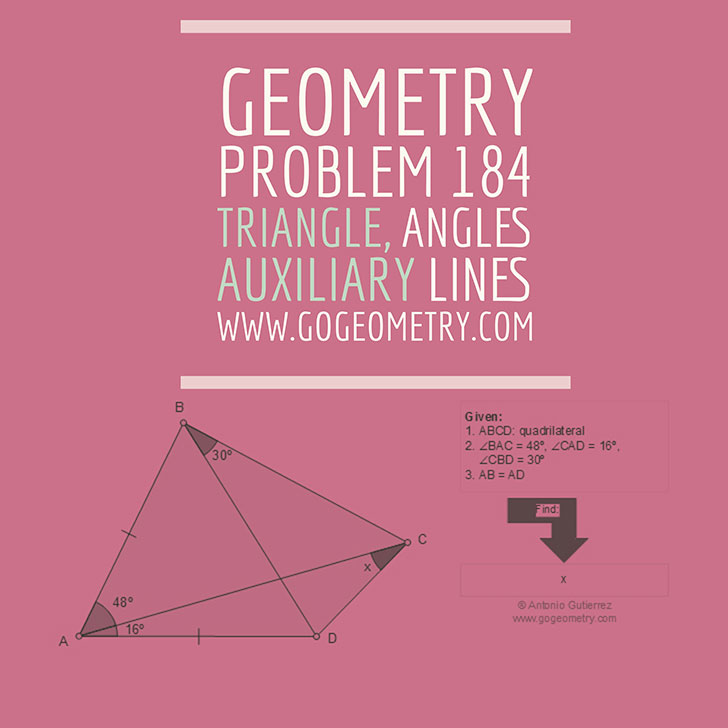 Typography and Sketch of Problem 184. Triangle, Angles, Auxiliary Lines, iPad Apps