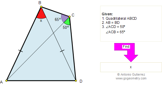 Geometry problem about triangle, circle, quadrilateral, and angles
