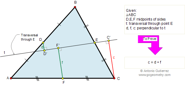 Elearn 231: Triangle, transversal, midpoint