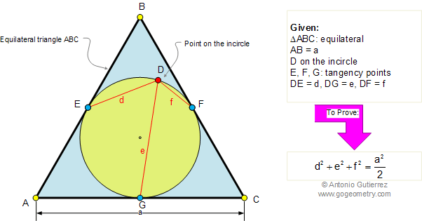 Problem 258: Equilateral triangle, Incircle, Distances