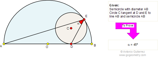 Geometry problem about Semicircle, Circle, Tangent, Angle