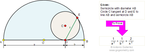 circle inscribed in a semicircle, chord