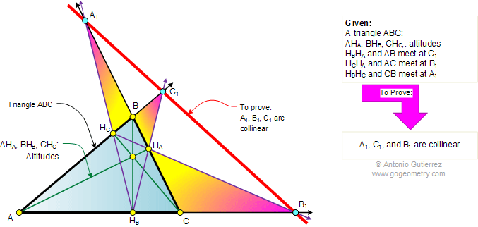 Triangle, Altitudes, Collinear points