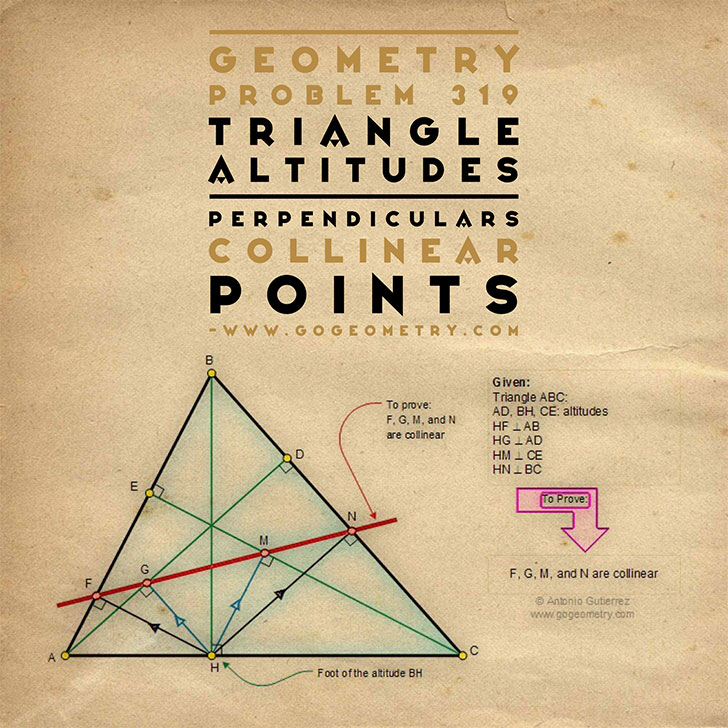 Poster of Problem 319: Sketching, iPad, Typography, Art, Triangle, Altitudes, Perpendiculars, Collinear points.
