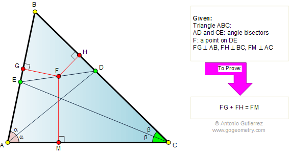 Triangle, angle bisectors, distance