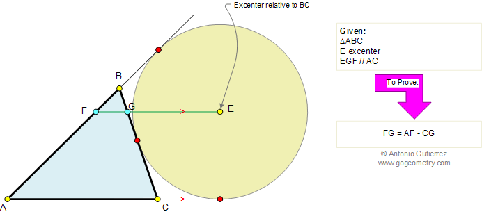 Triangle, Excenter, Parallel to side