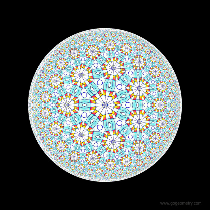 Geometric Art: Hyperbolic kaleidoscope of problem 398 using iPad Apps