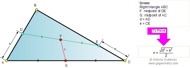 Right triangle, Midpoints, Distance