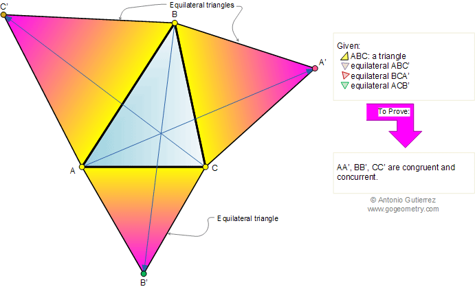 Equilateral triangle, concurrent and congruent lines