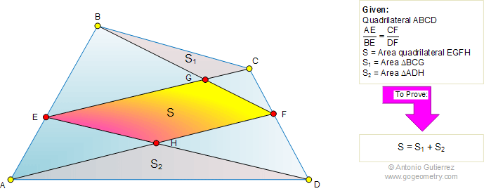 Quadrilateral and triangle area