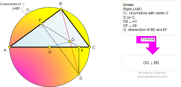 Right triangle, circumcircle, Perpendicular
