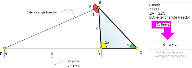 Triangle, Double angle, exterior angle bisector