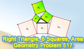 Right triangle with six squares