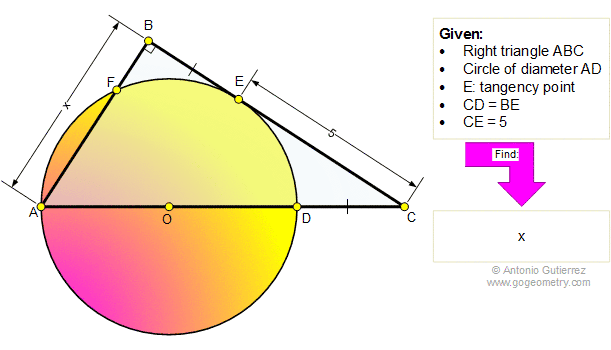 Geometry Problem: Right triangle, circle, tangent