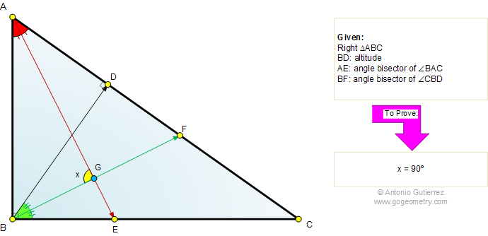 Right triangle, angle bisector, perpendicular