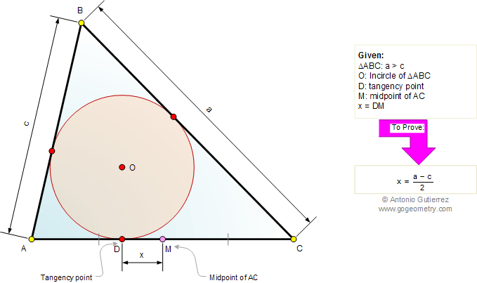 Triangle, Incircle, Tangency Point, Midpoint, Distance
