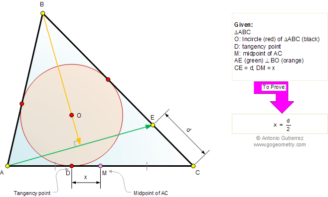 Triangle, Incircle, Tangency Point, Midpoint, Perpendicular, Distance