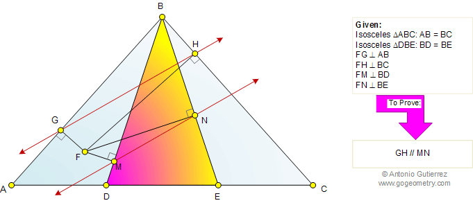 Isosceles triangle, perpendicular, parallel