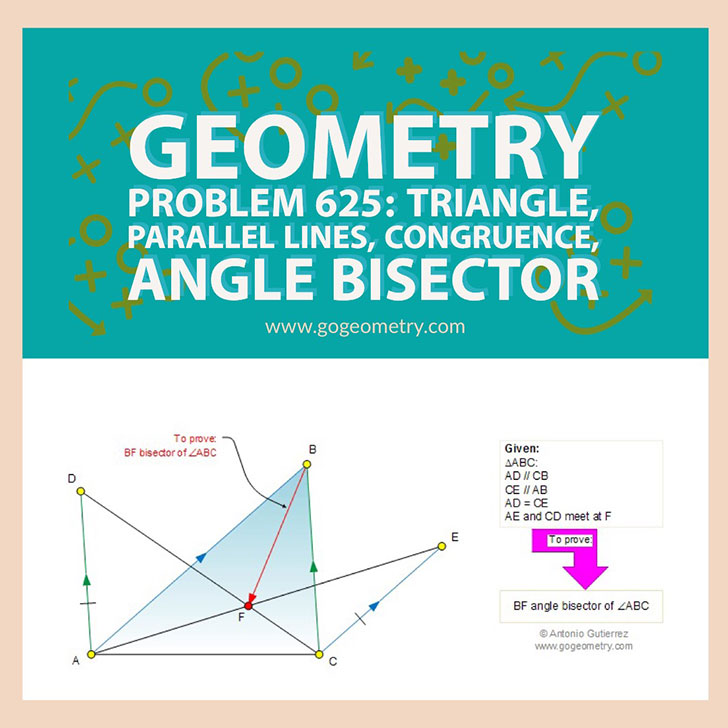 Poster and Typography of Problem 625 Triangle, Parallel Lines, Congruence, Angle Bisector.