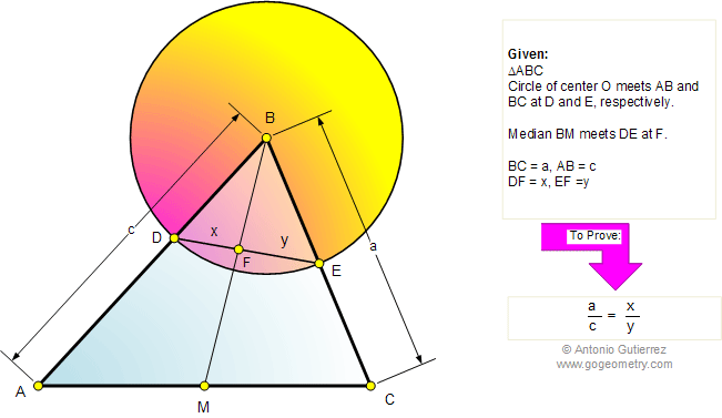 Triangle, median, circle, proportion
