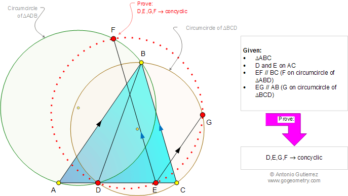 Geometry Problem 1002: Triangle, Circumcircle, Cevian, Parallel Lines, Cyclic Quadrilateral, Concyclic Points