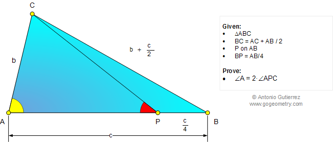 Geometry Problem 1021: Triangle, Cevian, Double Angle, Sides