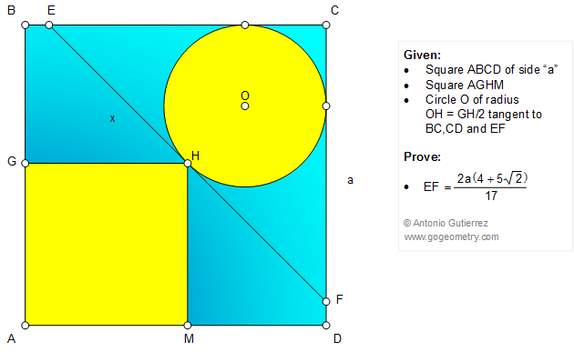 Square, Circle, Tangent, Side, Radius, Metric Relations