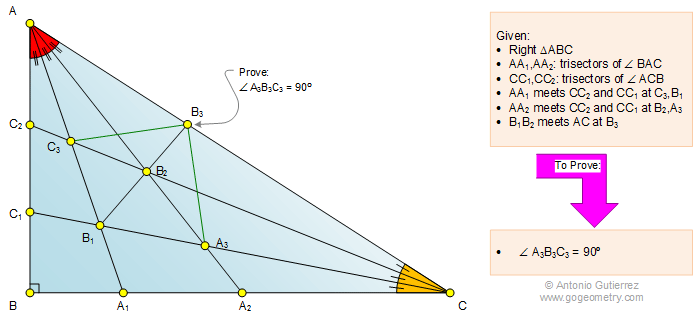 Infographic Geometry problem 1116: Right Triangle, Angle Trisection, 90 Degrees, Perpendicular Lines