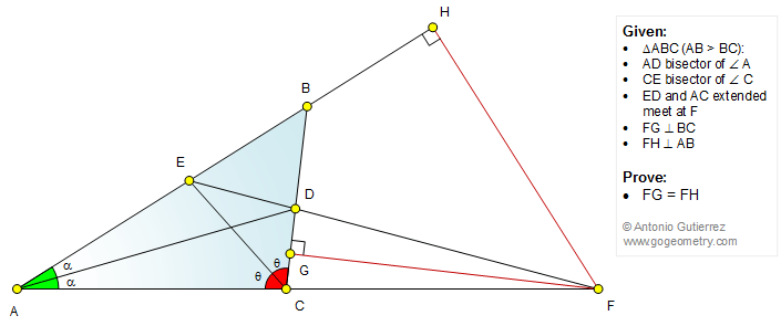 Geometry Problem 1153 Triangle, Angle Bisectors, Perpendicular, Congruence