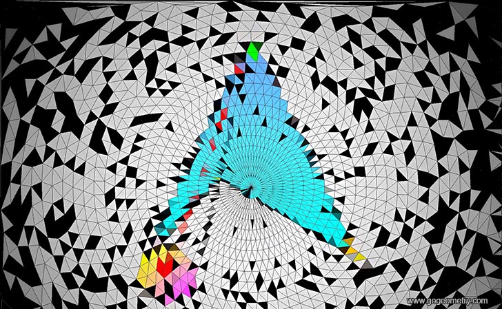 Artwork of Problem 1174, Triangle, Angle, Delaunay Triangulation, Circular Random Composition, iPad Apps