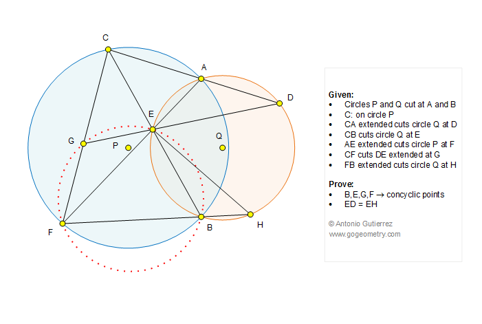 Geometry Problem 1239: Intersecting Circles, Secant, Concyclic Points, Congruence, Mobile Apps.