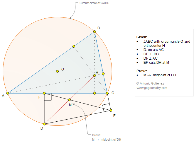 Geometry Problem 1247: Triangle, Circumcircle, Orthocenter, Altitude, Perpendicular, Midpoint