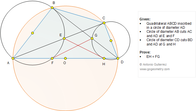 Geometry Problem 1250: Cyclic Quadrilateral, Circle, Diameter, Congruence