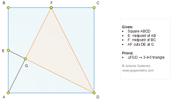 Geometry Problem 1278: Square, 3-4-5 Right Triangle, Midpoint