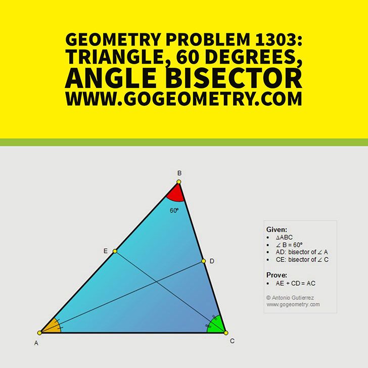 Typography of Geometry Problem 1303, Triangle, 60 Degrees, Angle Bisector, iPad Apps, Mobile, Art