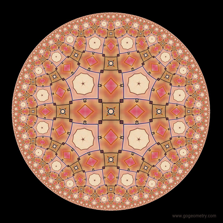 Geometric Art: Hyperbolic Kaleidoscope of problem 1305 using Mobile Apps