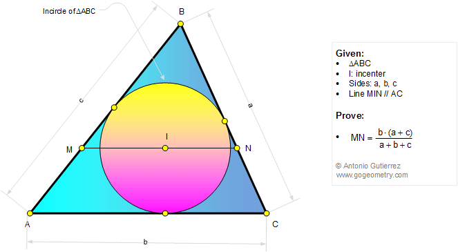 Geometry Problem 1307 Triangle, Incenter, Parallel line, Measurement