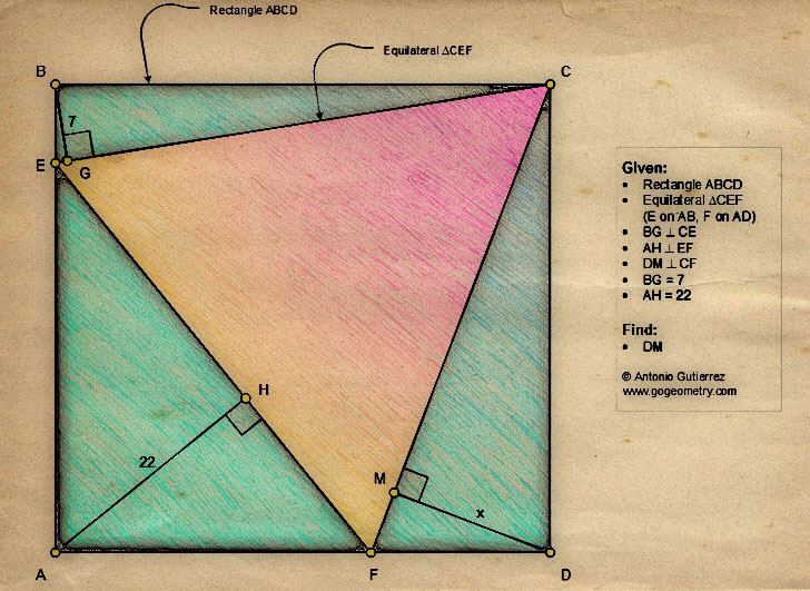 Geometry Problem 1318: Rectangle, Equilateral Triangle, iPad, mobile apps