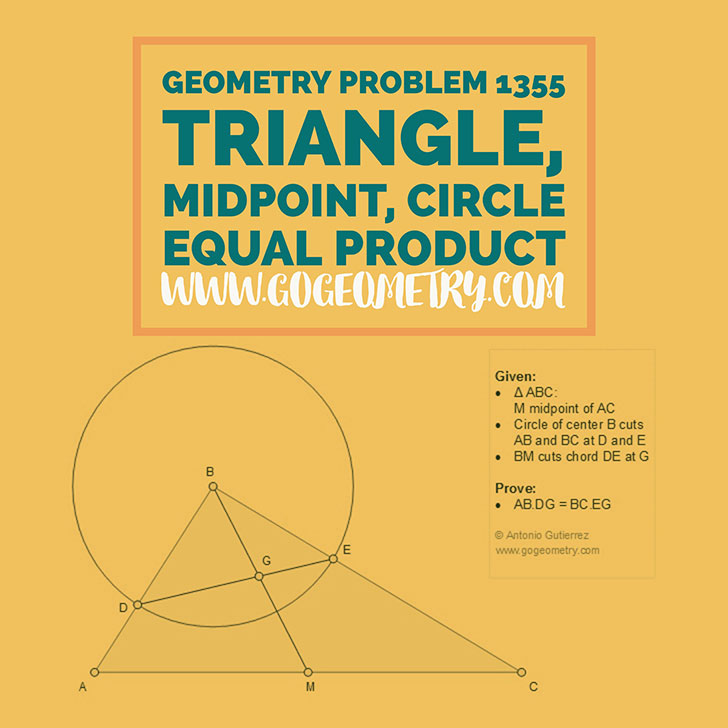 Typography of Geometry Problem 1355: Triangle, Midpoint, Median, Circle, iPad Apps. Math Infographic, Tutor